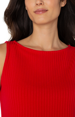 Sleeveless Boat Neck Rib Knit Top