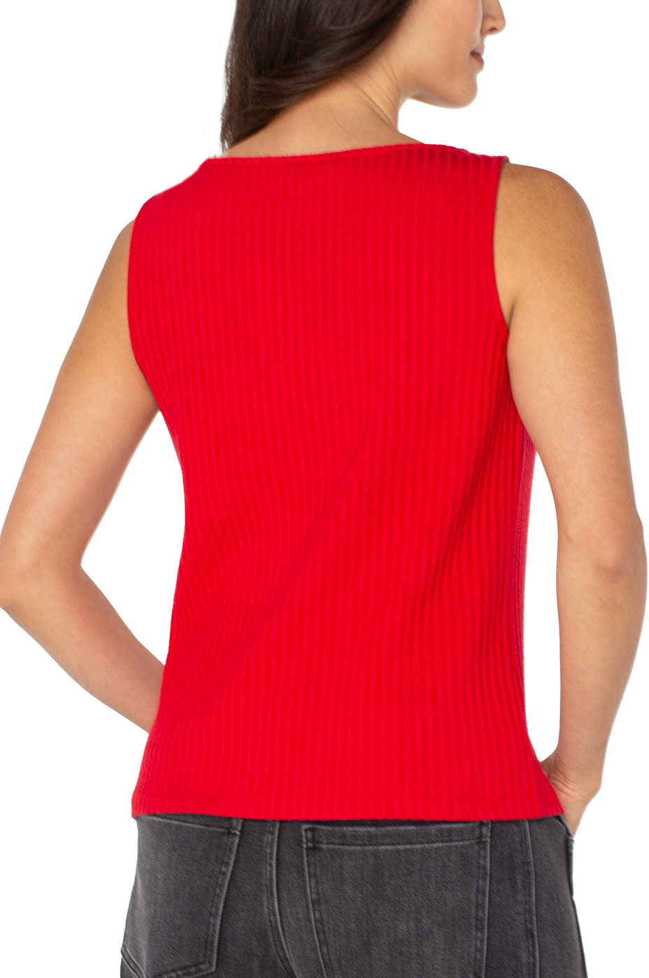 Sleeveless Boat Neck Rib Knit Top