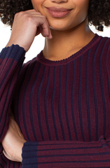Long SleeveCrewneck Ribbed Sweater