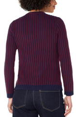 Long SleeveCrewneck Ribbed Sweater