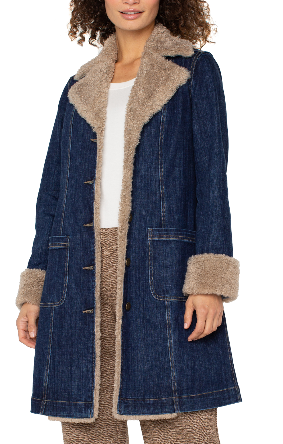 Sherpa Trimmed Notch Collar Jacket