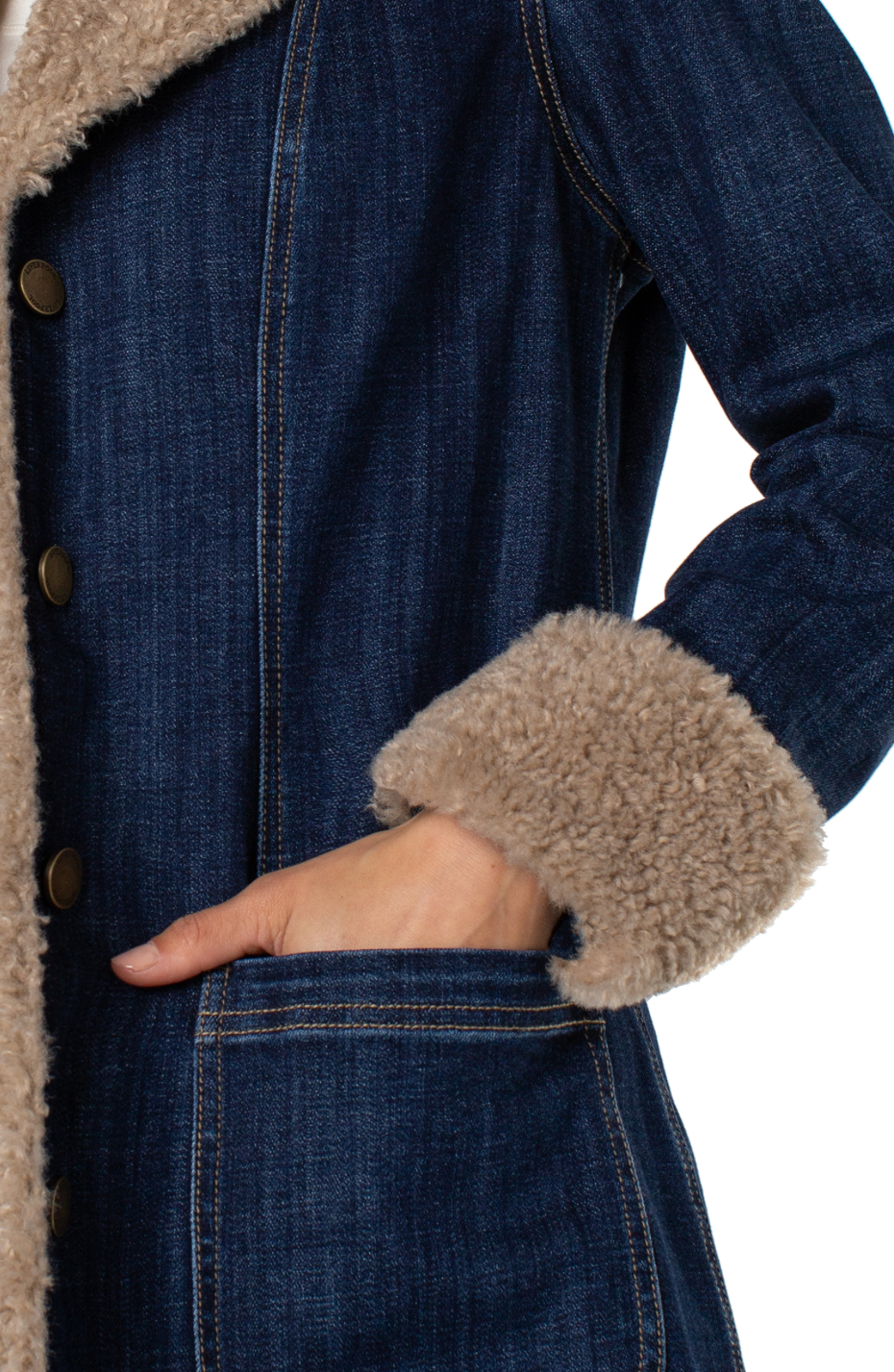 Sherpa Trimmed Notch Collar Jacket