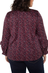 Long Sleeve Woven Blouse w/ Ruffles