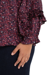 Long Sleeve Woven Blouse w/ Ruffles