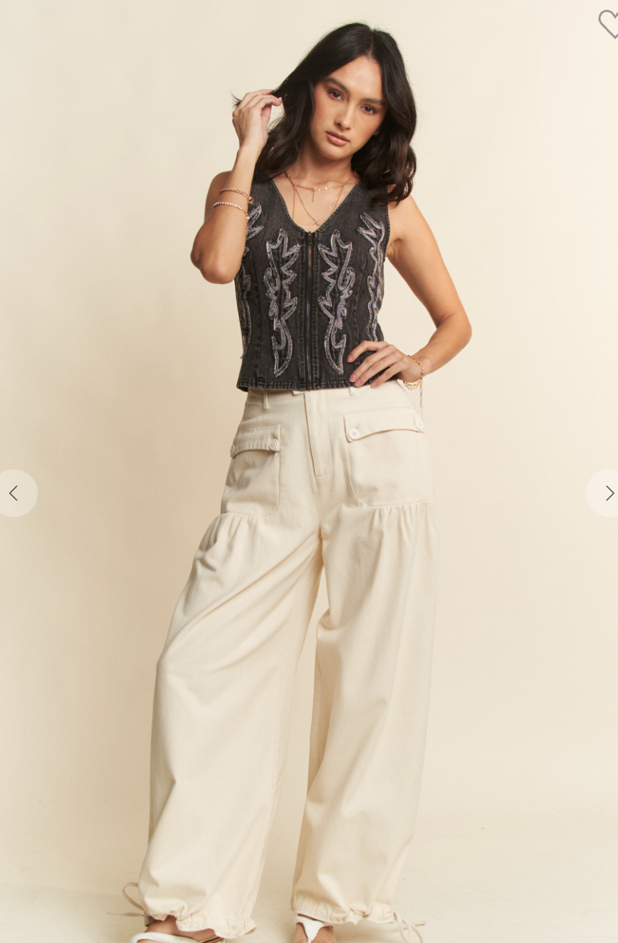 Denim Embroidered Vest