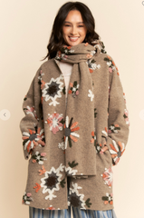 Snow Floral Jacket w/ Scarf