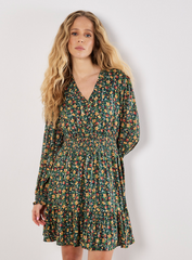 Vneck Floral Long sleeve Dress