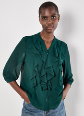 Ruffle Front Chiffon Blouse