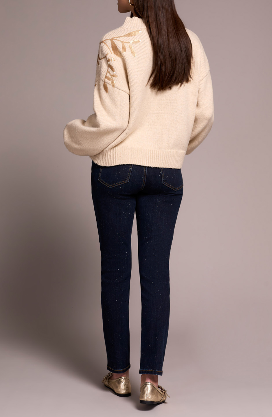 Mock Neck Sweater w Sequins