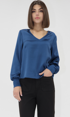 Vneck Long Sleeve Satin Top