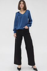 Vneck Long Sleeve Satin Top