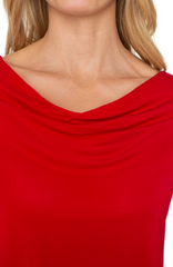 3/4 Sleeve Draped Neck Knit Top