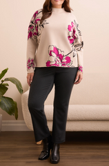 Floral Funnel Neck Sweater