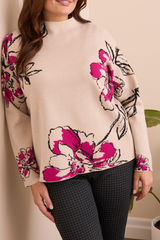 Floral Funnel Neck Sweater