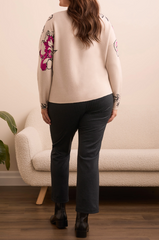 Floral Funnel Neck Sweater