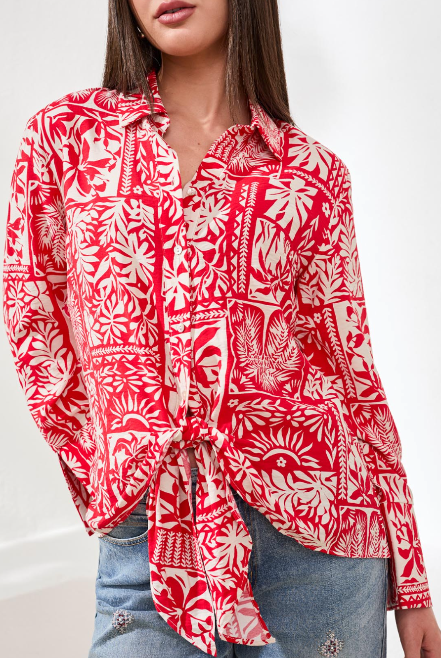 Long Sleeve Top w/ Tie Front