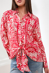 Long Sleeve Top w/ Tie Front