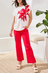 Cap Sleeve Top w/ Applique