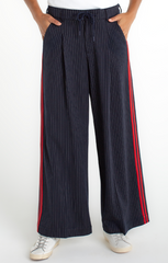 Wide Leg Pleated Trouser w/ Side Stripe