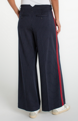 Wide Leg Pleated Trouser w/ Side Stripe