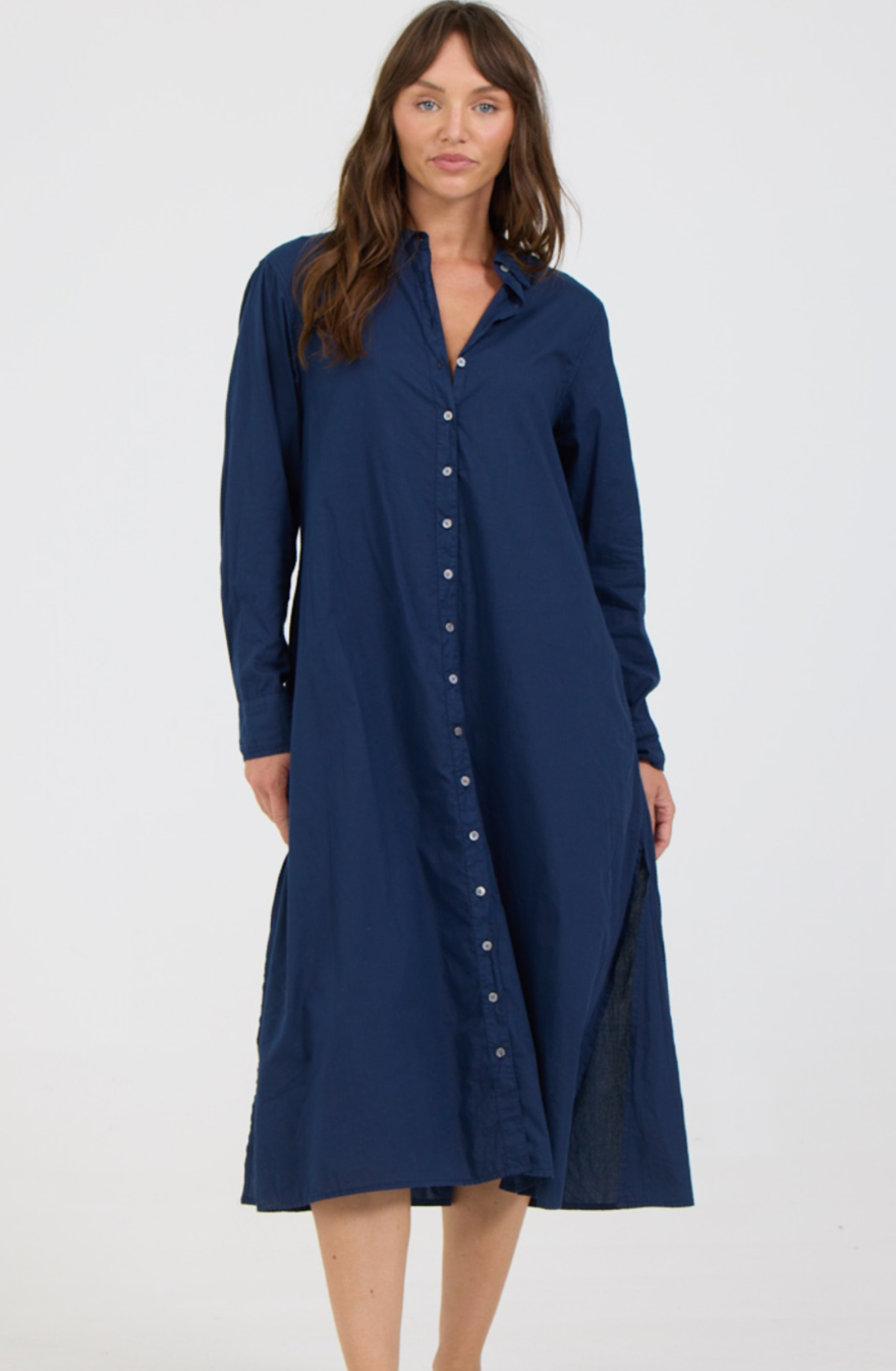 LongSleeve Button Down Midi Dress