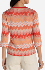 3/4 Sleeve V Neck Chevron Sweater