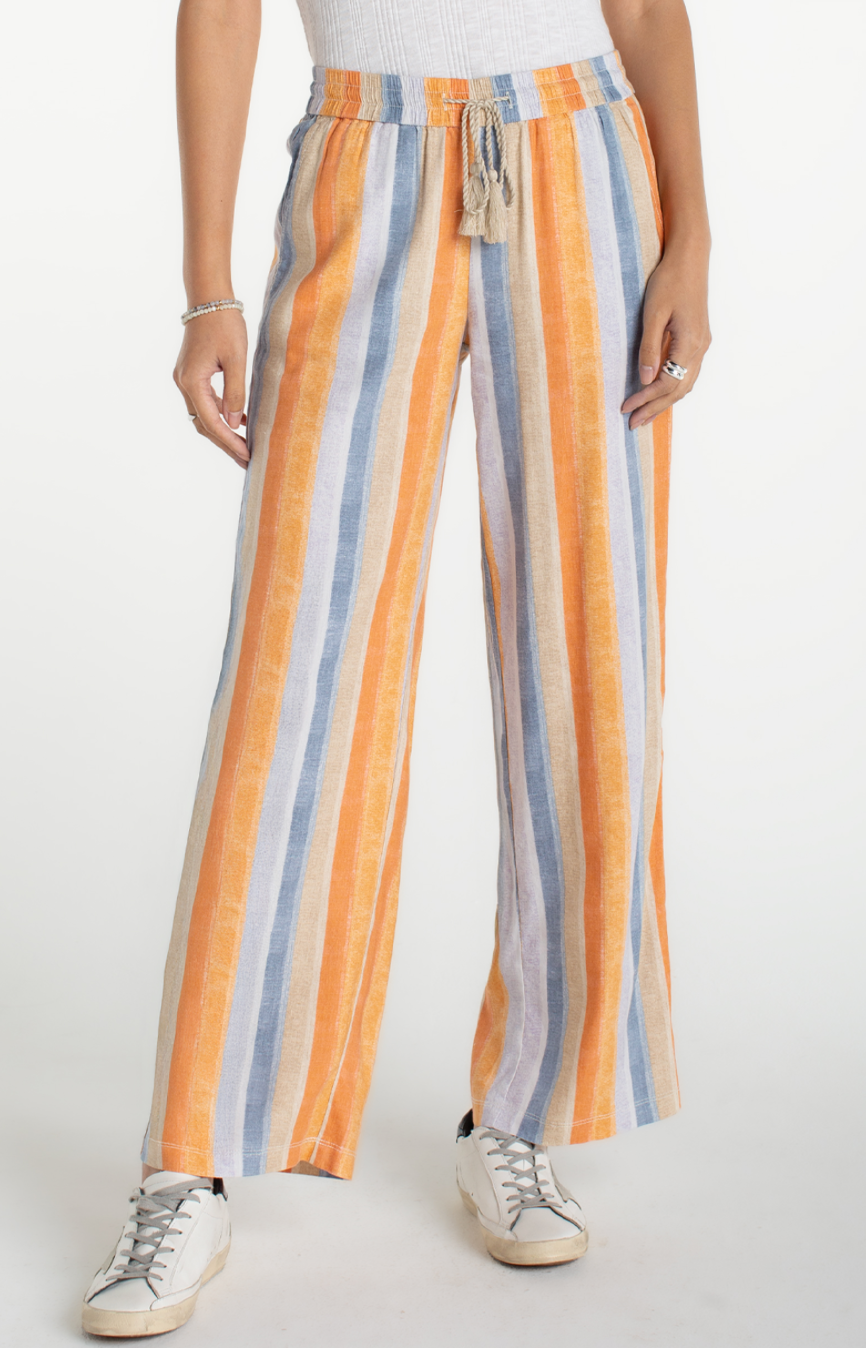 Pull on Drawstring Waistband Wide Leg Pant