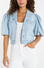 Puff Sleeve Cropped Trucker Jacket