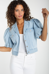 Puff Sleeve Cropped Trucker Jacket