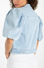 Puff Sleeve Cropped Trucker Jacket
