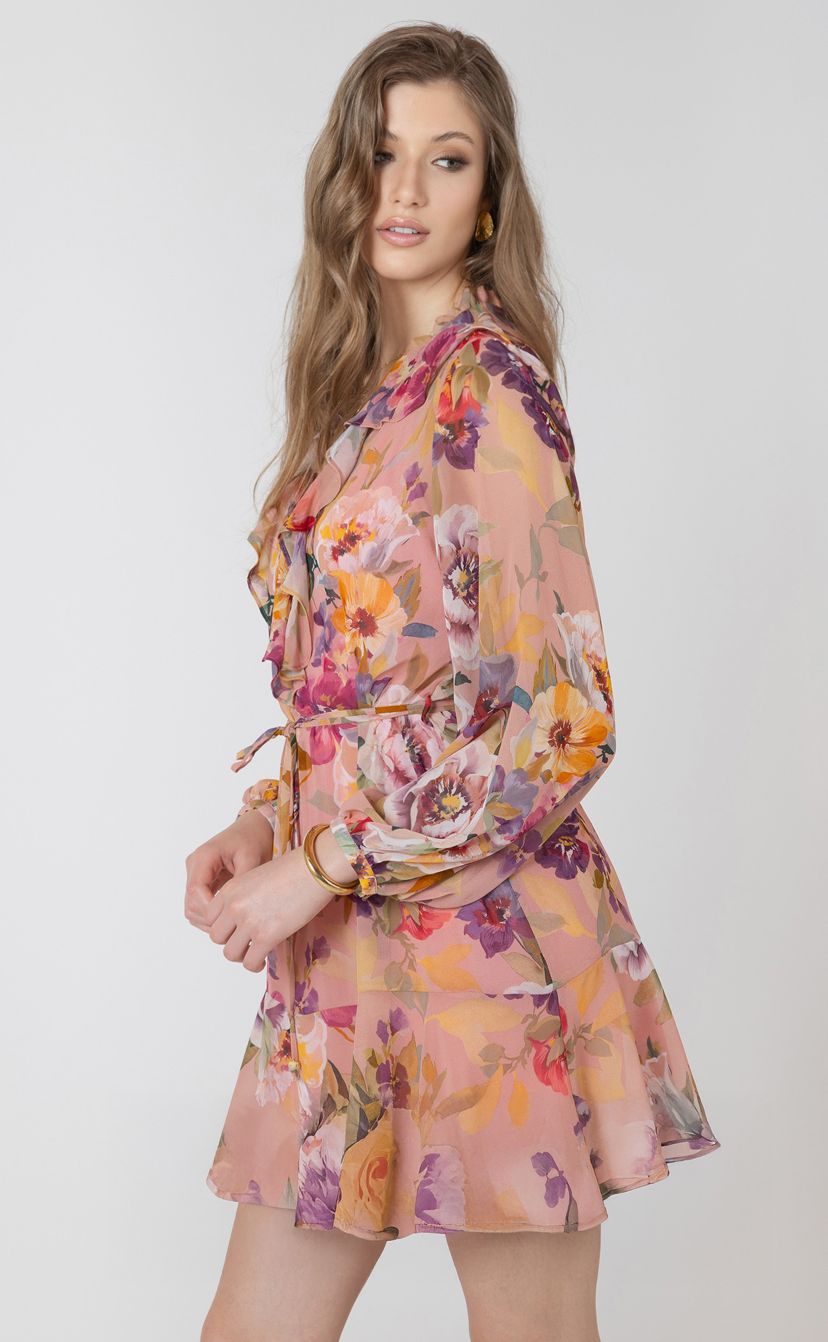 Ruffle Belted Mini Dress