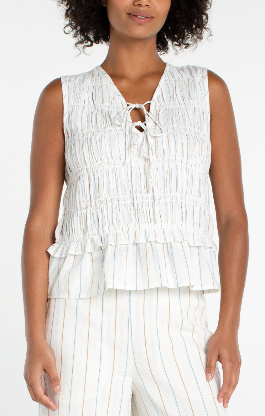 Sleeveless Tie Front Top