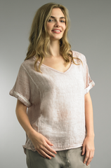 Linen Short Sleeve Vneck