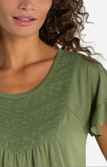 Flutter Sleeve Top w/ Embroidery