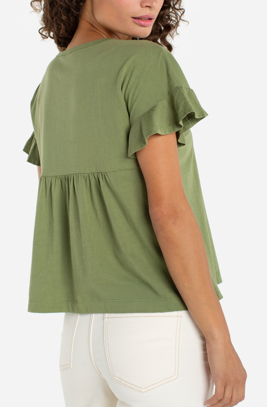 Flutter Sleeve Top w/ Embroidery