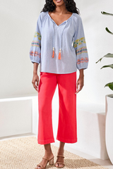3/4 Sleeve Blouse w Embroidery