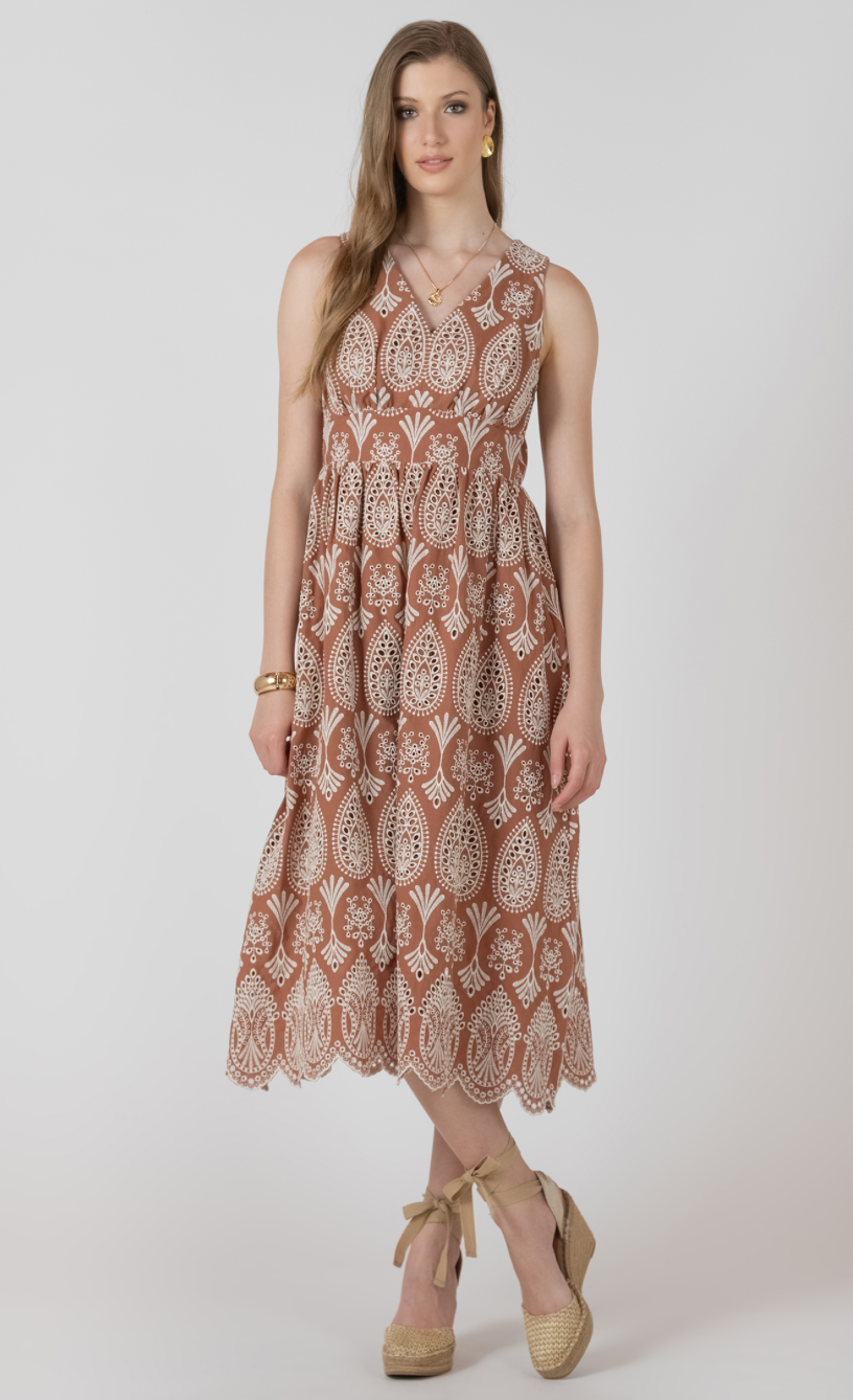 Vneck Eyelet Dress