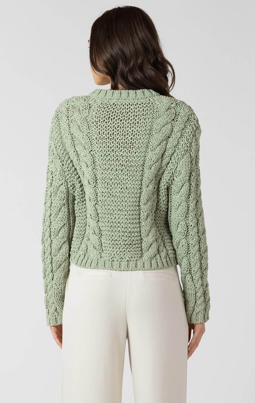 Floral Button Cable Cardigan