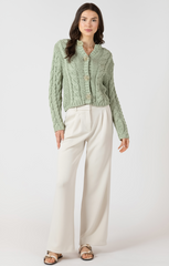 Floral Button Cable Cardigan