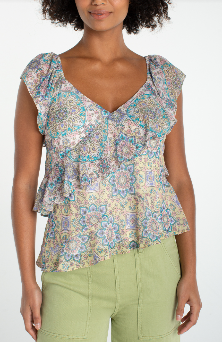 Flutter Sleeve Draped Blouse