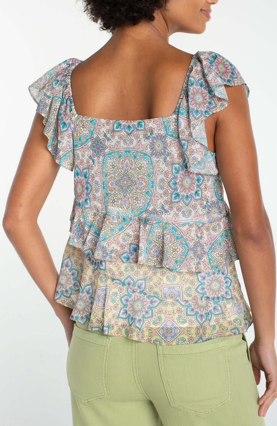 Flutter Sleeve Draped Blouse
