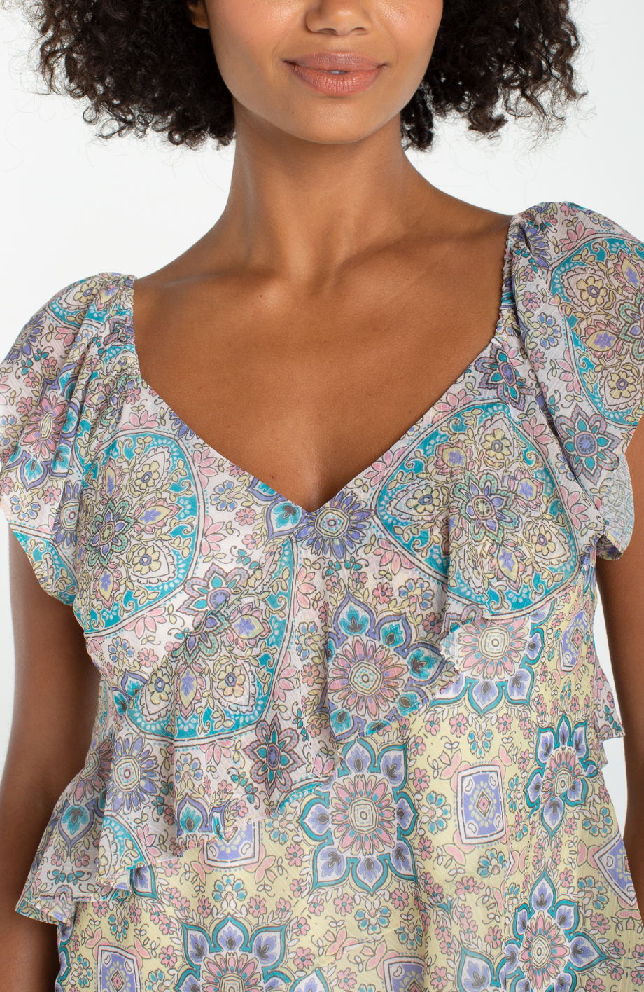 Flutter Sleeve Draped Blouse
