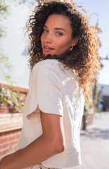 Collarless Short Sleeve Cropped Jacket