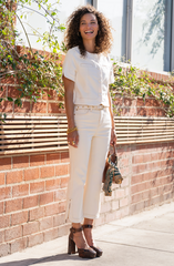 Collarless Short Sleeve Cropped Jacket