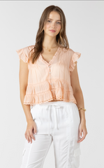 Lace Trim Soft Peplum Blouse