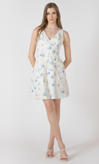 Embroidered Button Down Floral Dress