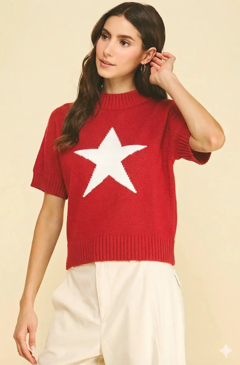 Star Mock Neck Sweater