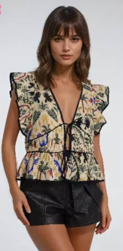 Talia Jungle Print Tie Top