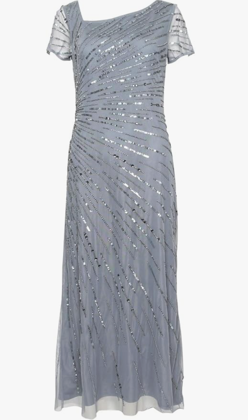 Adrianna Papell Beaded Short Sleeve