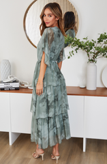 Splatter Print Empire Waist Tiered Dress